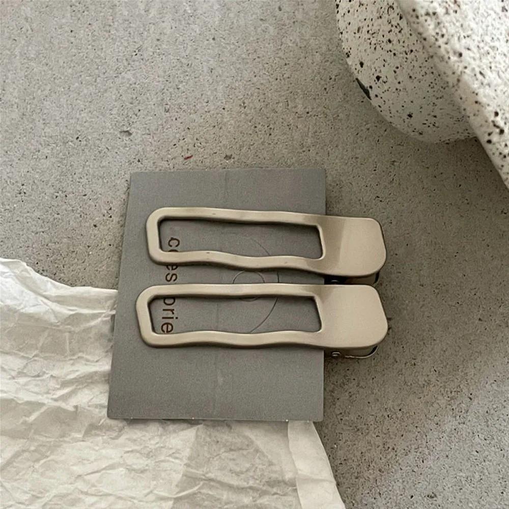 Pince à cheveux en métal argenté, 2 pièces, ligne ondulée, avec alliage creux géométrique, pinces à