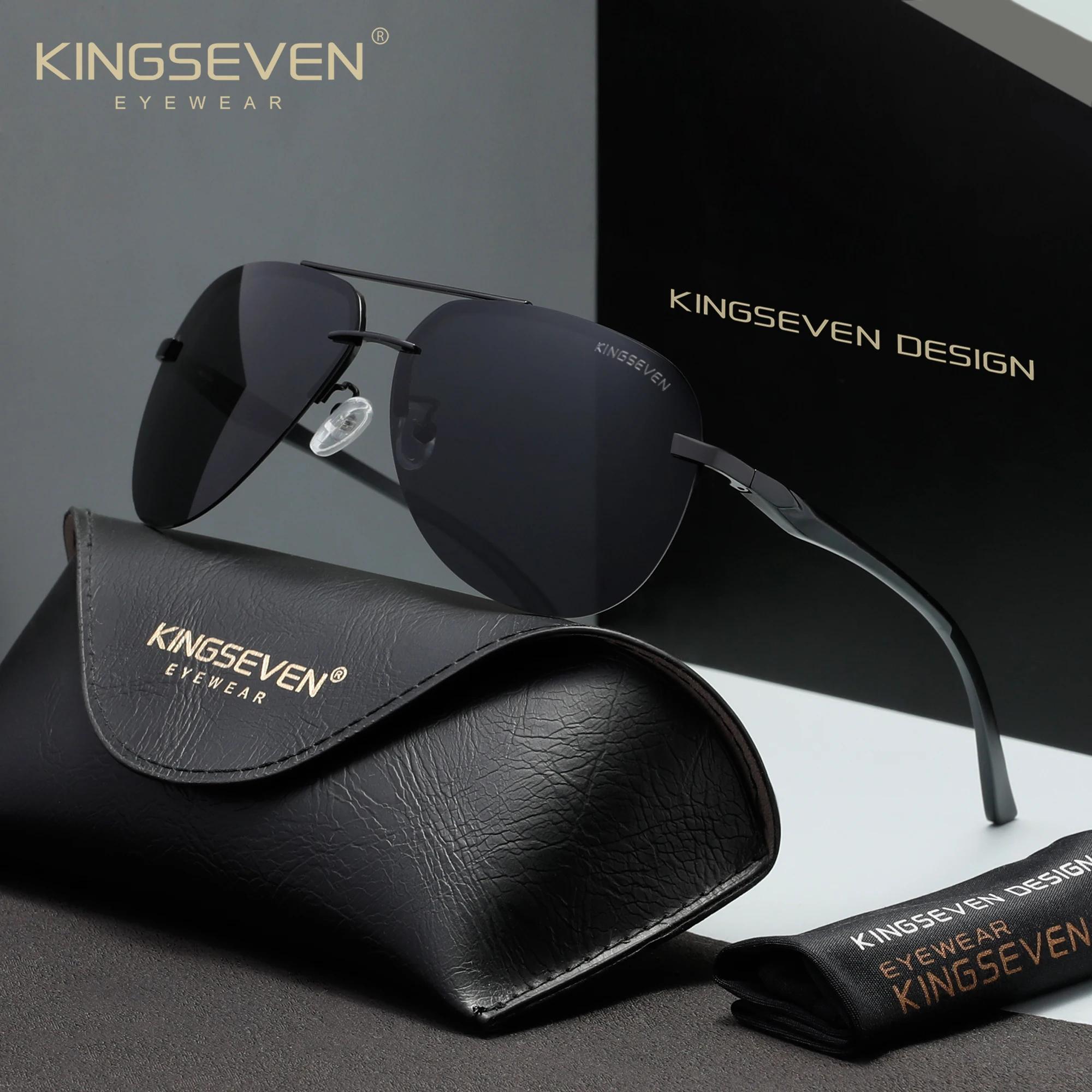 KINGSEVEN – lunettes de soleil polarisées sans monture en aluminium et magnésium, pour hommes/femmes