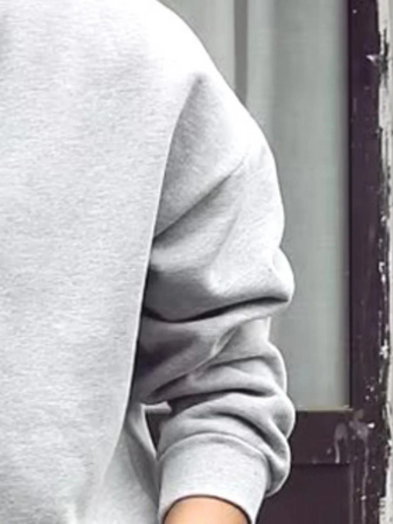 Sweat-shirt à col ras du cou pour hommes, coupe ample, couleur unie, col Henry, mode printemps rétro