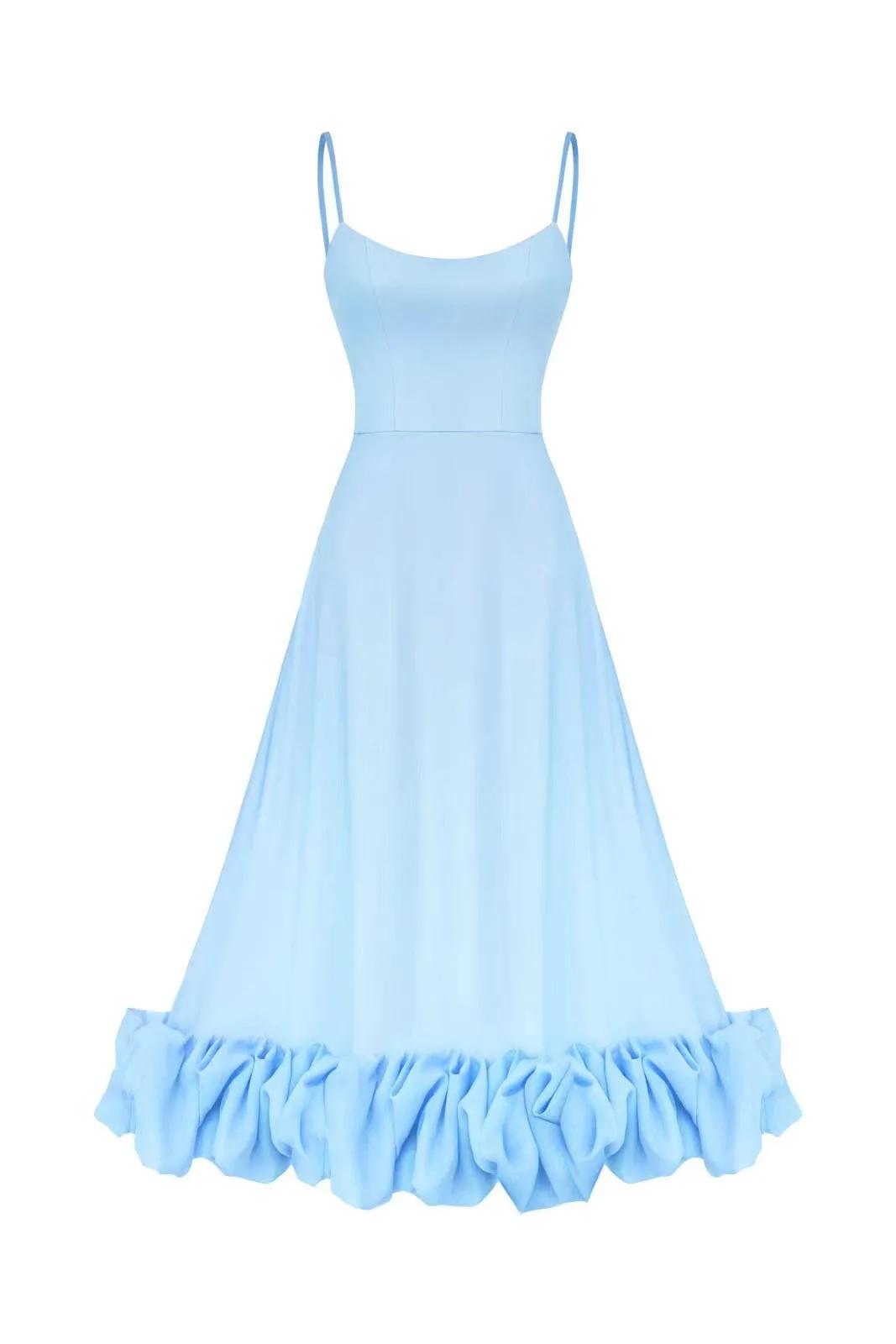 Robe longue élégante à volants pour femmes, jupe trapèze, jupe trapèze, monochromatique, sangle à la