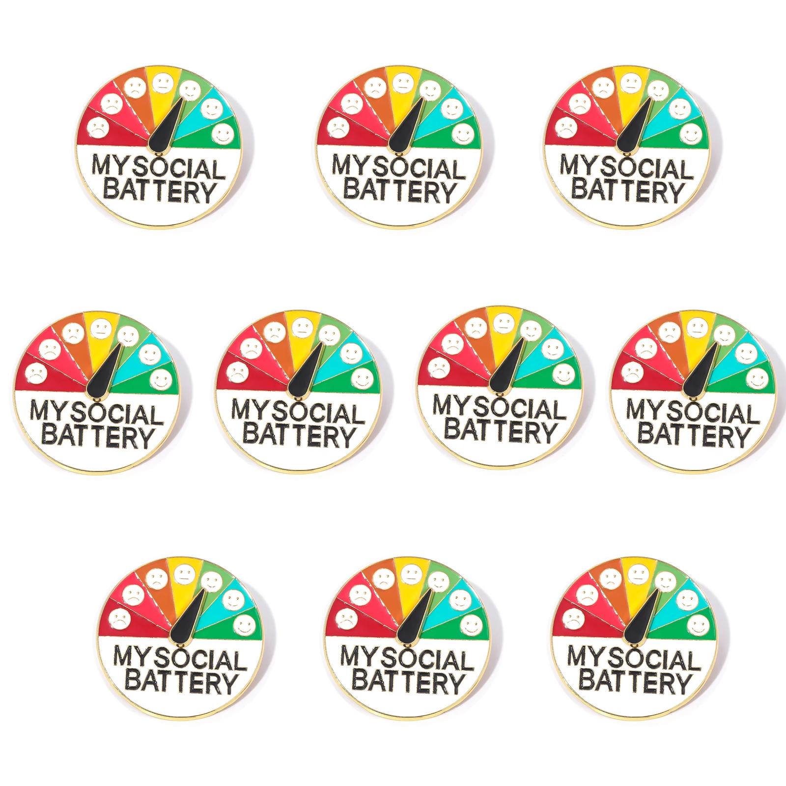 10 pièces mes broches de batterie sociale pour femmes hommes broche d'expression de Conversion d'hum