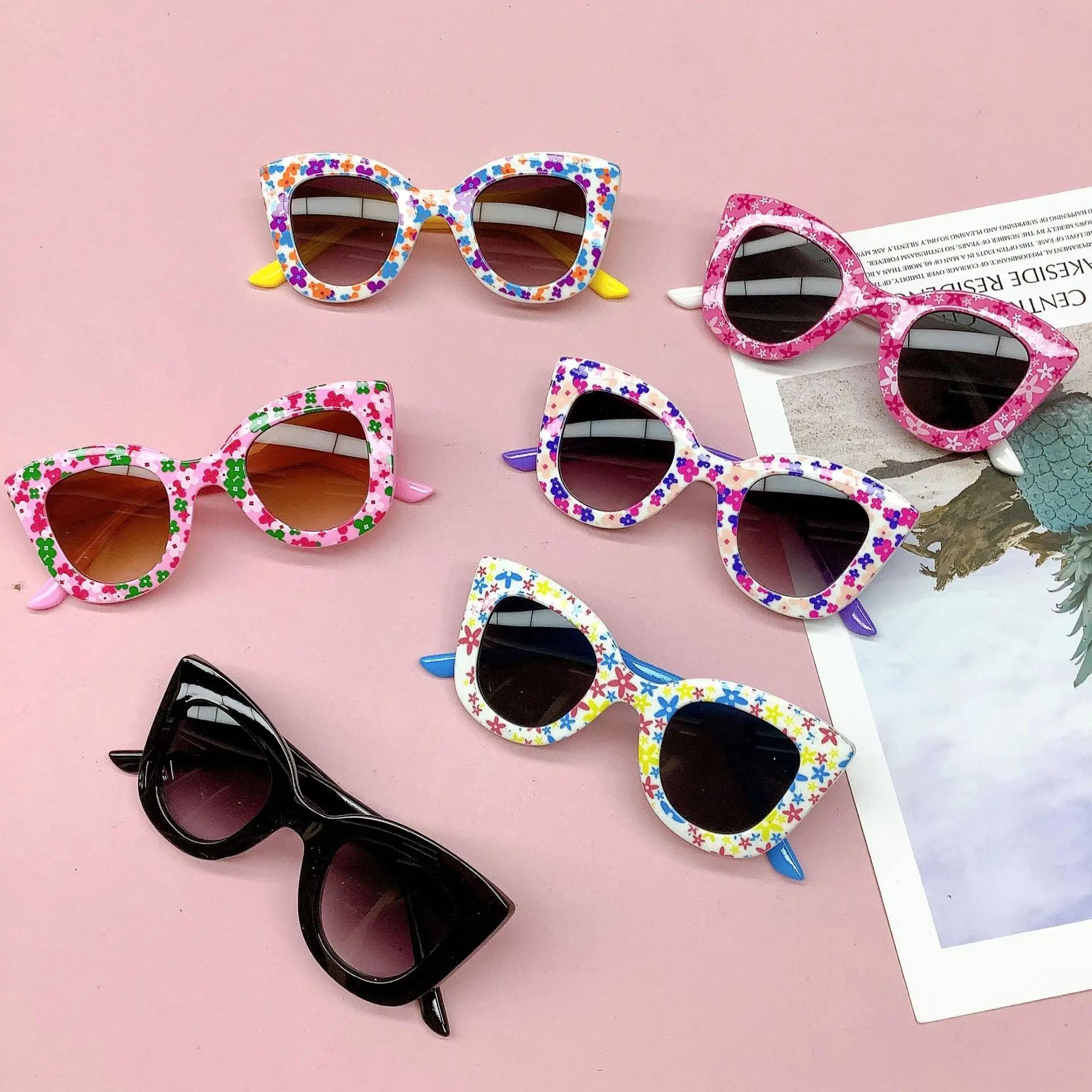 Nouveau sac de voyage à la mode, lunettes de soleil à fleurs pour enfants, Anti UV, lunettes de Prot