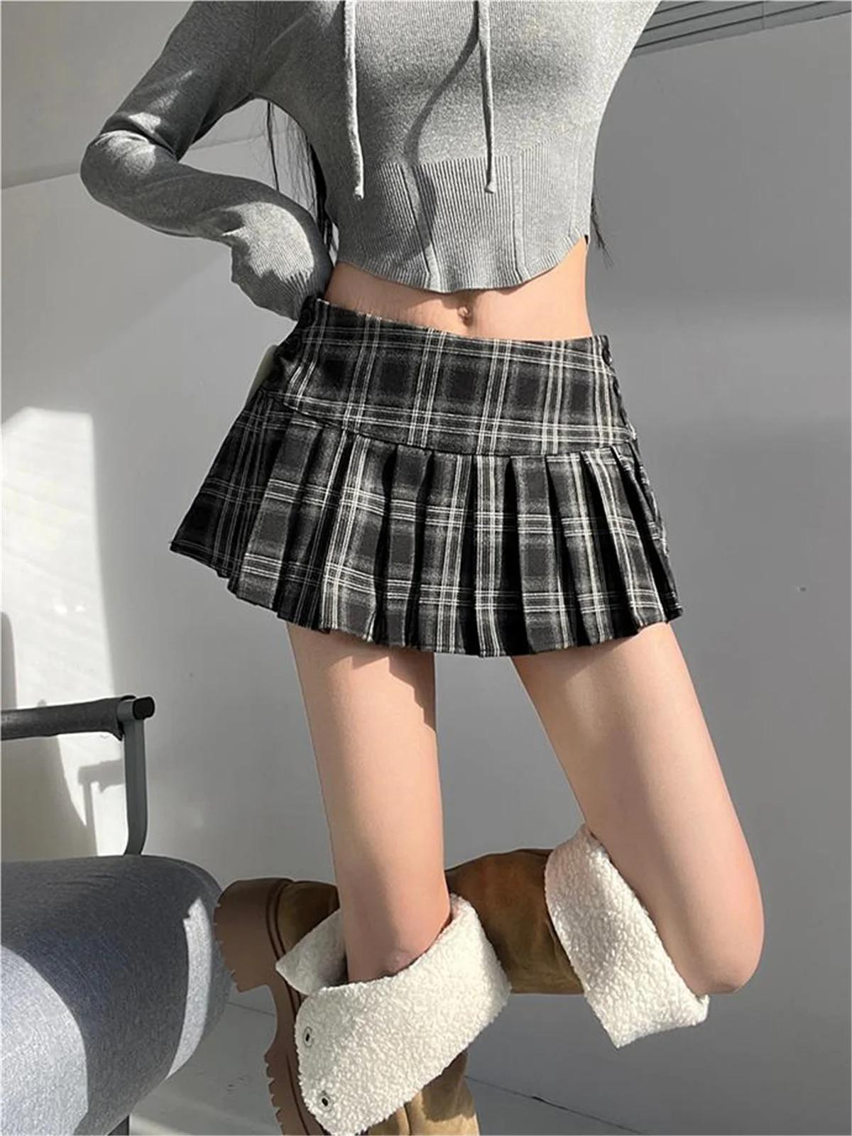 Mini jupes à carreaux pour femmes, mode coréenne, vêtements Y2k, jupes courtes mignonnes, Harajuku,