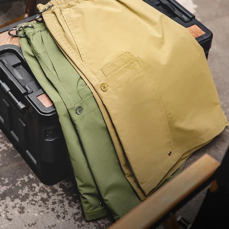 Maden – short Cargo délavé décontracté pour hommes, léger, jambe droite, poches avec cordon de serra