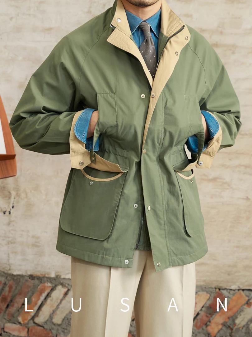 Gentry multi-poches cordon taille rétro veste de chasse M65 col décontracté veste à la mode hommes