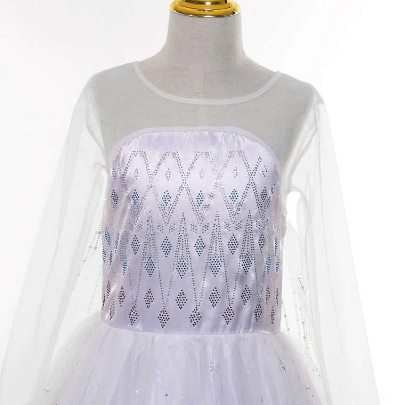 Robe de princesse Elsa de La Reine des neiges avec cape pour fille, robe blanche à manches longues e
