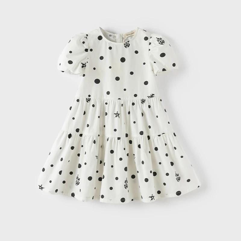 Dave Bella – robe de princesse à manches courtes pour filles, en coton, pour fête d'été et de printe