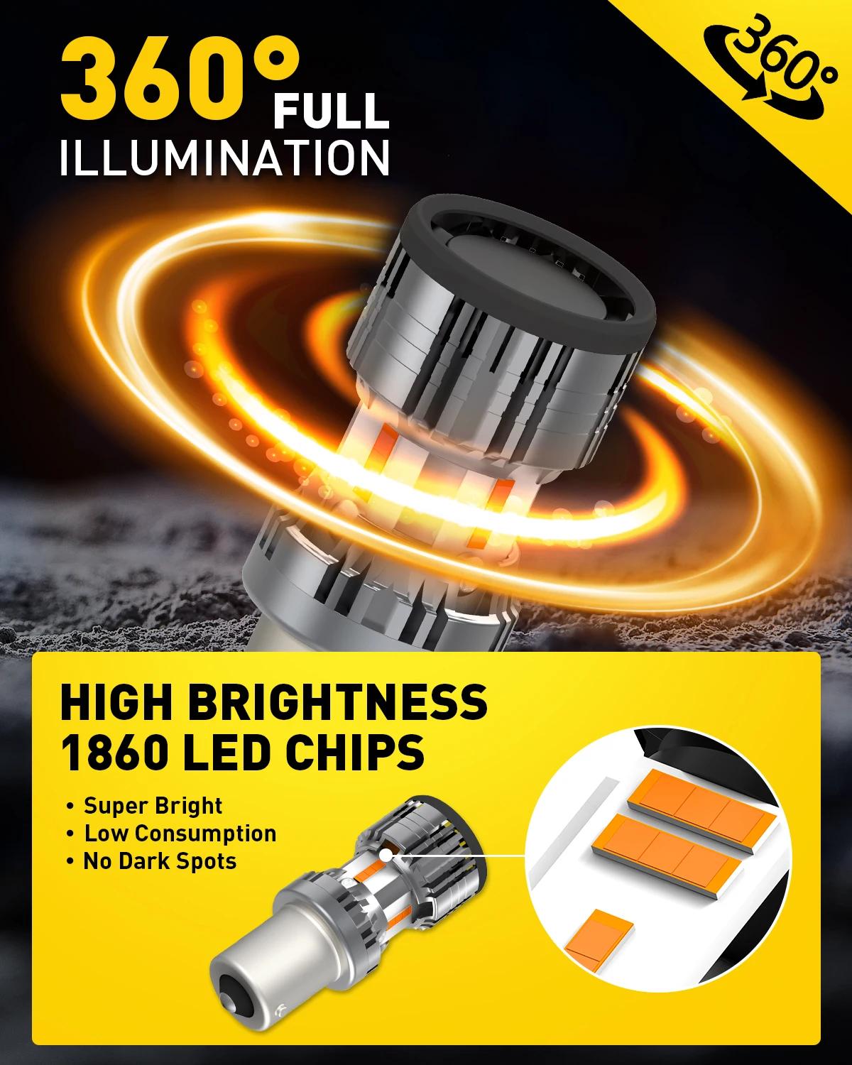 AUXITO 2 pièces BAU15S LED Canbus ambre 1156 PY21W BA15S P21W LED ampoule sans erreur sans Hyperflas