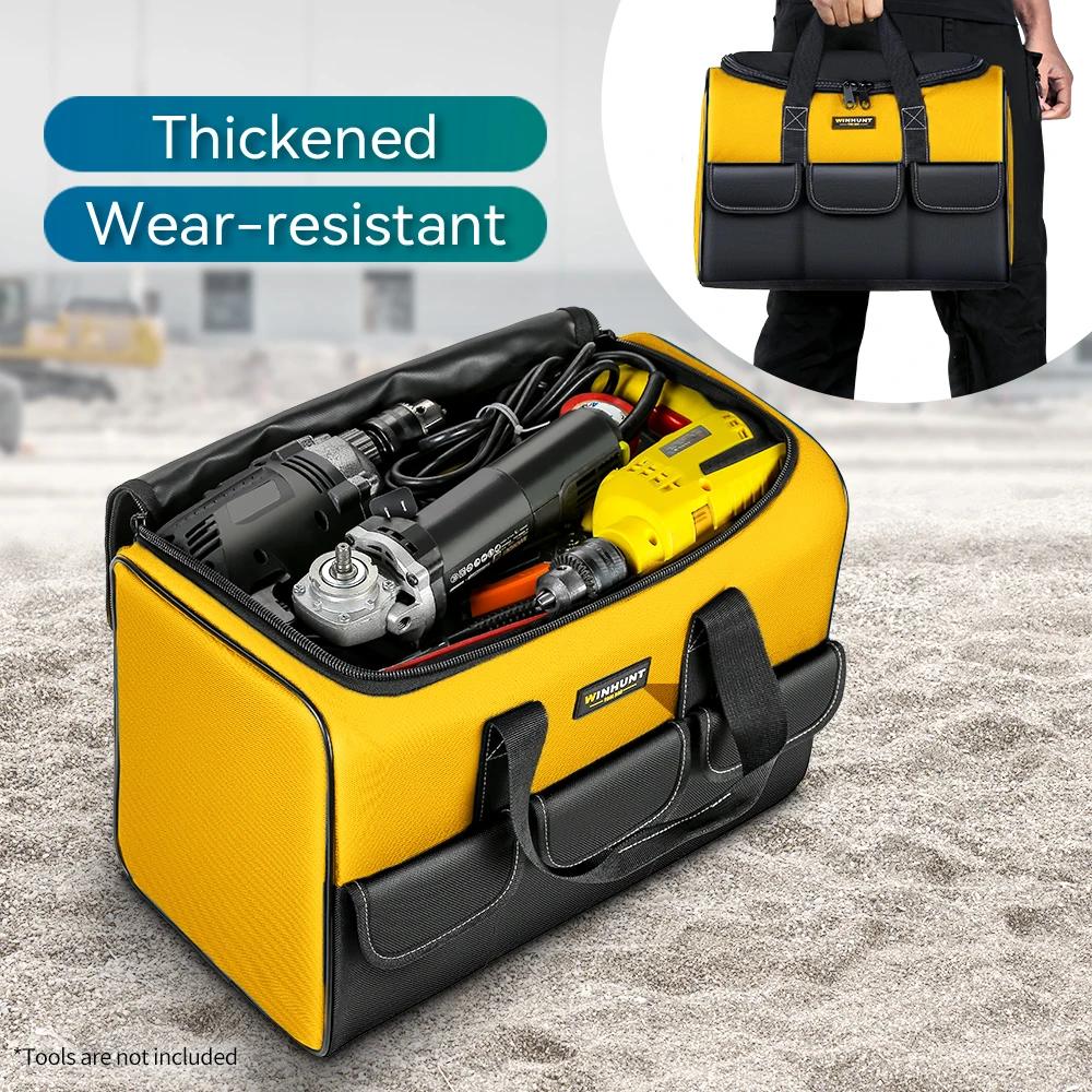 Sac à outils de 17 pouces, grand sac à outils avec 6 poches extérieures, sac à outils pour électrici