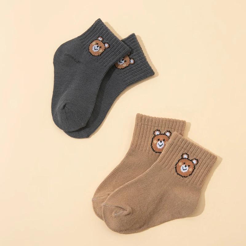 10 paires de chaussettes courtes élastiques mi-mollet, petit ours mignon, chaussettes pour bébé, cha