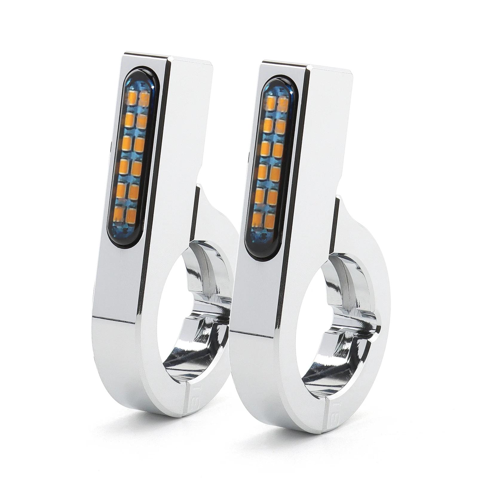 Pince de fourche pour moto, 28mm-58mm, clignotants, indicateurs LED, lumières ambre pour Harley Hond