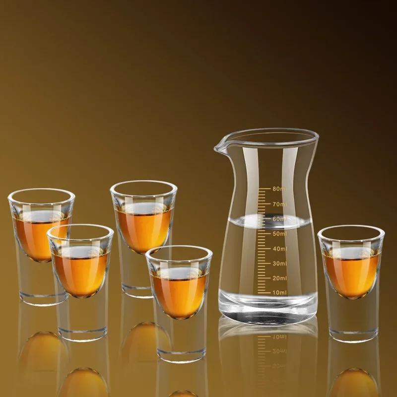 Ensemble de verres transparents de 15ml, 6 pièces, verre à liqueur à fond épais, tasses à balles, pe