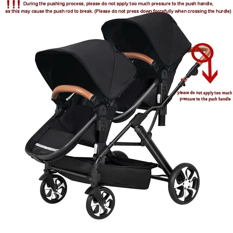 2025 Nouvelle poussette trois-en-un jumeaux avec siège auto, pliable, légère, équipée de cadeaux