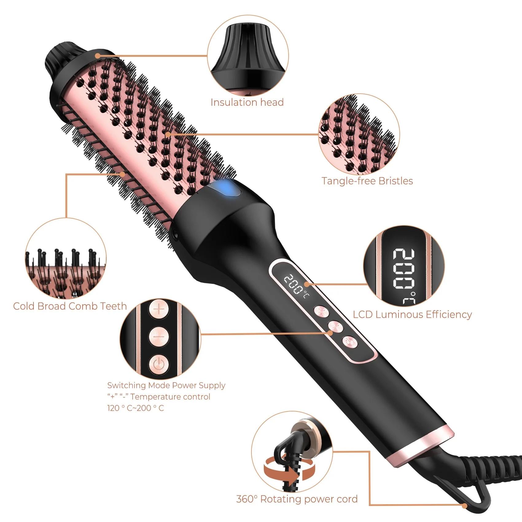 Brosse coiffante métropolitaine, bigoudi ionique 3 en 1, lisseur avec baguette électrique anti-brûlu
