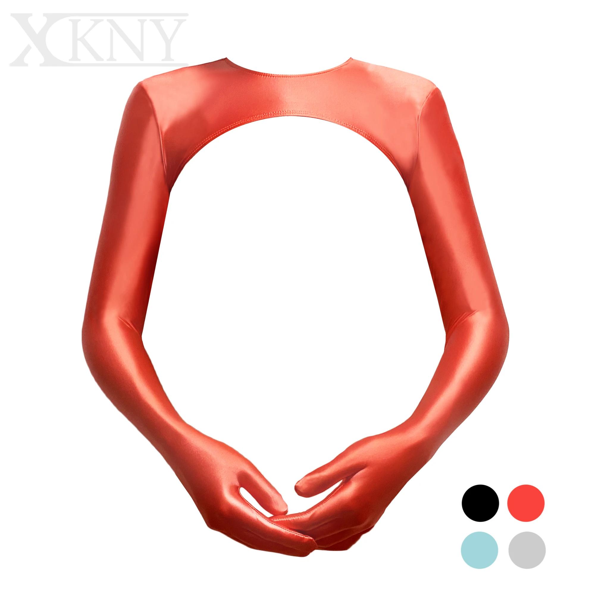 Gants ajustés en satin brillant XClocKNYoung, à manches longues, pour le yoga, les loisirs, la plage