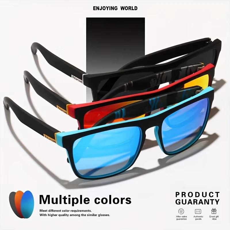 Lunettes de soleil de sport polarisées carrées classiques pour hommes, monture PC légère UV400 pour