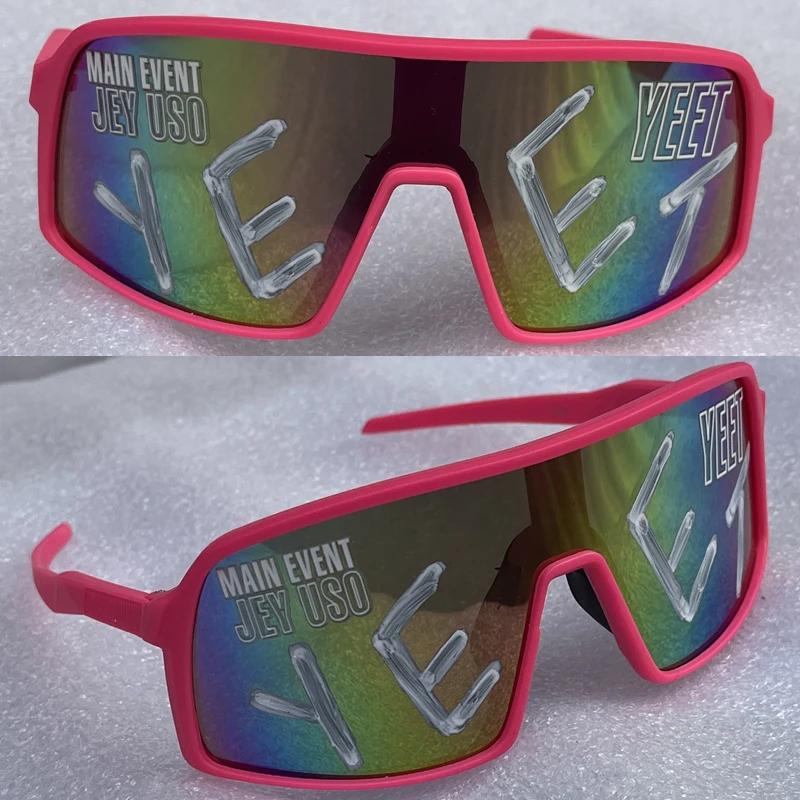 Lunettes de soleil sportives Blue YEET Jey Uso Yeet MAIN EVENT, verres bleus, Bloodline USOS, couleu