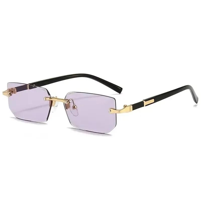 Lunettes de soleil sans bords rectangulaires, mode populaire pour femmes et hommes, petites lunettes