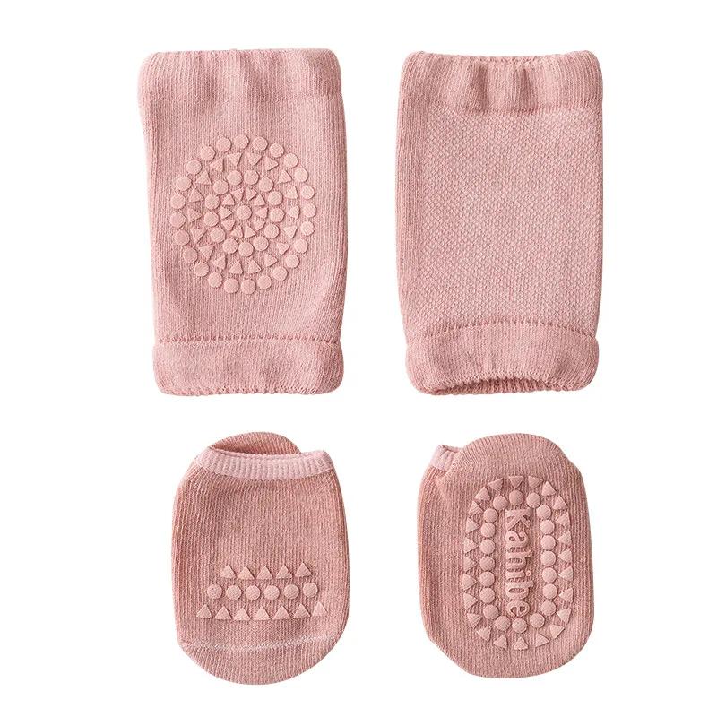 Ensemble de chaussettes et genouillères pour bébé, pour filles et garçons, couleur unie, antidérapan