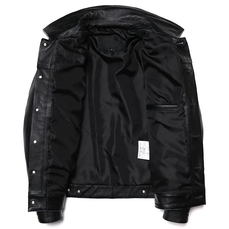 Nouvelle Veste en Cuir Véritable de Cowboy 2025 pour Homme – Manteau Court Slim en Cuir de Vachette