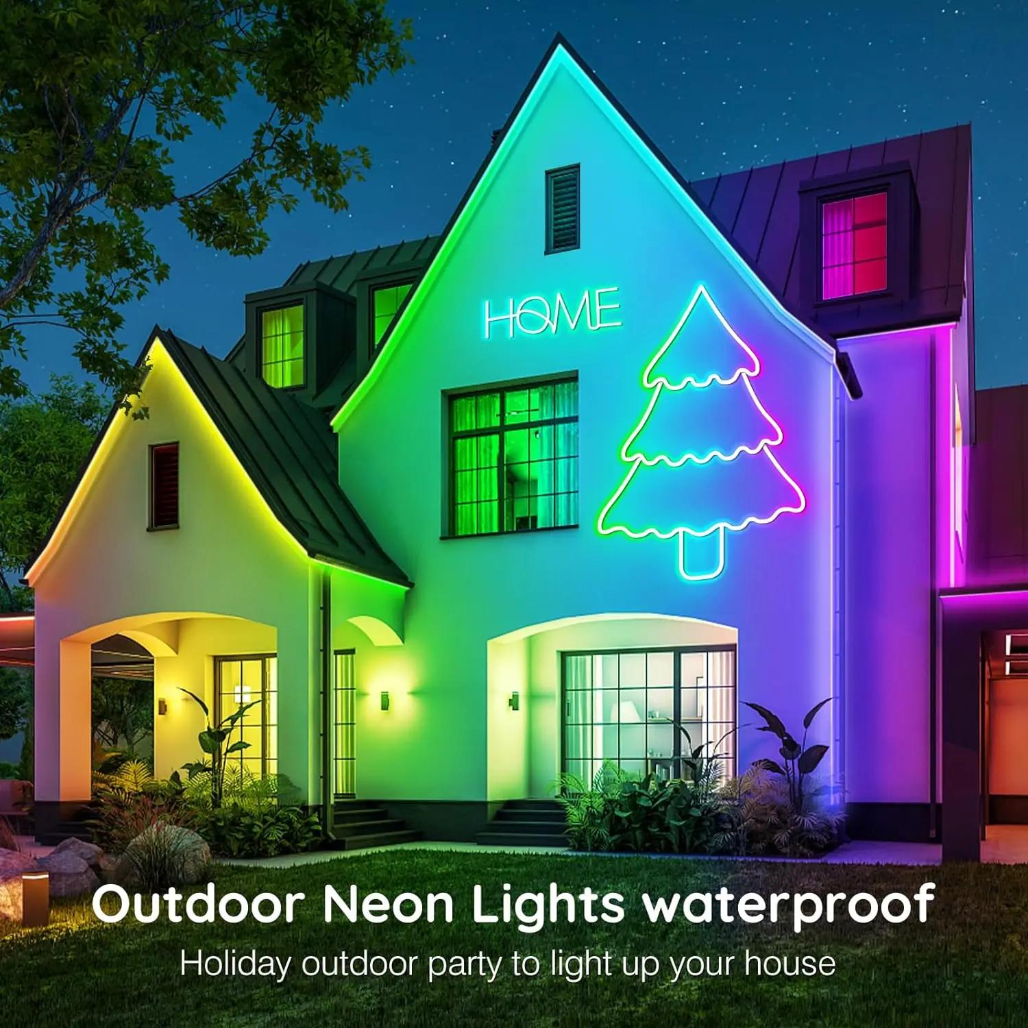 Bande lumineuse néon Flexible RGB avec application/télécommande, plusieurs Modes, synchronisation de