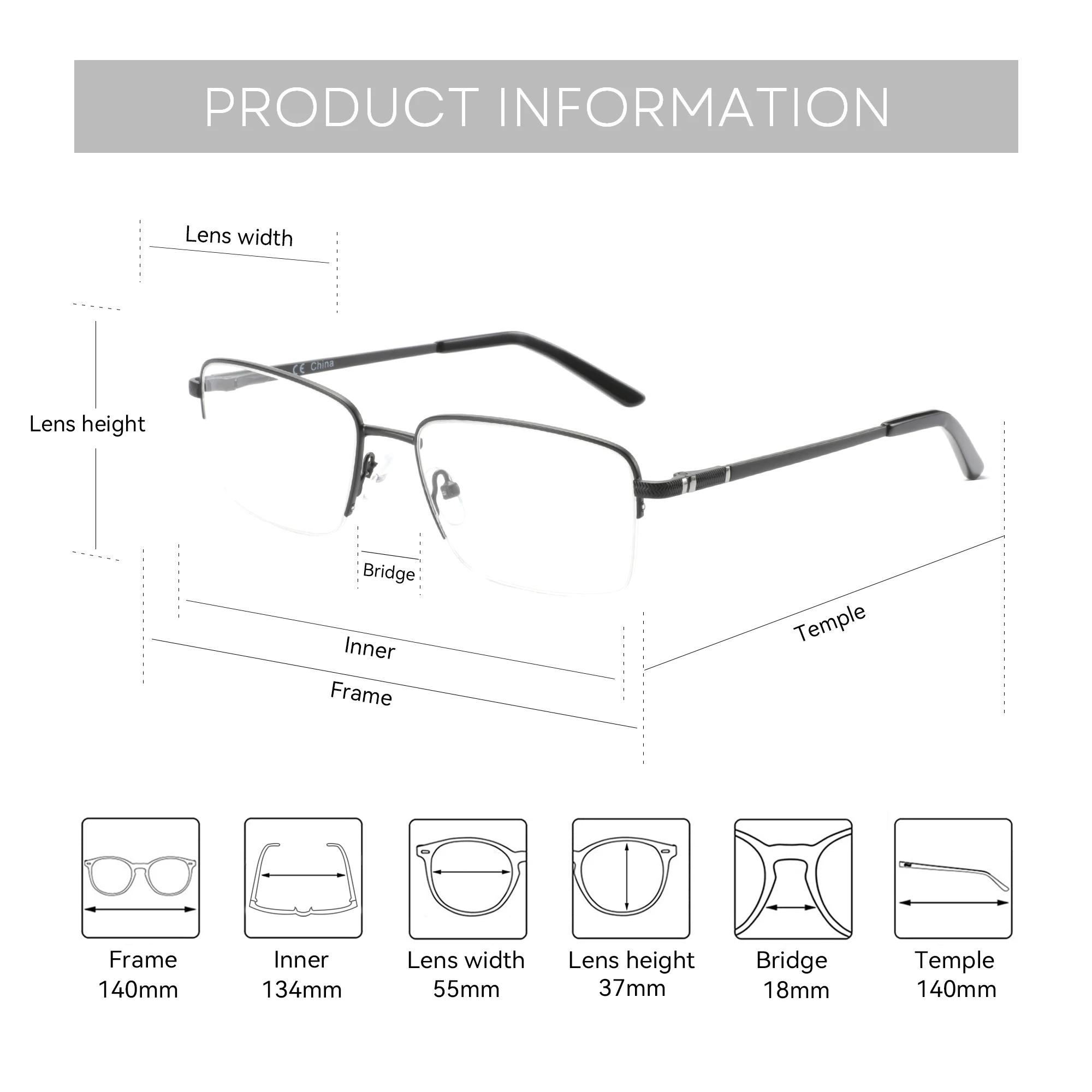 ZENOTTIC lunettes de Prescription demi-sans monture hommes Anti lumière bleue lunettes optiques phot
