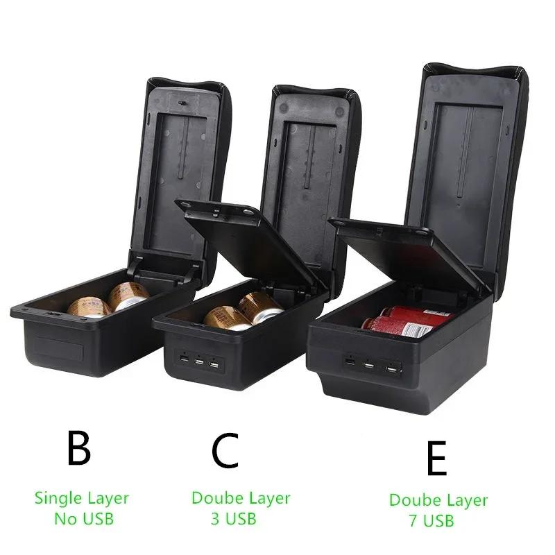 Boîte d'accoudoir de voiture, boîte de Modification de stockage de Console centrale, accessoires USB