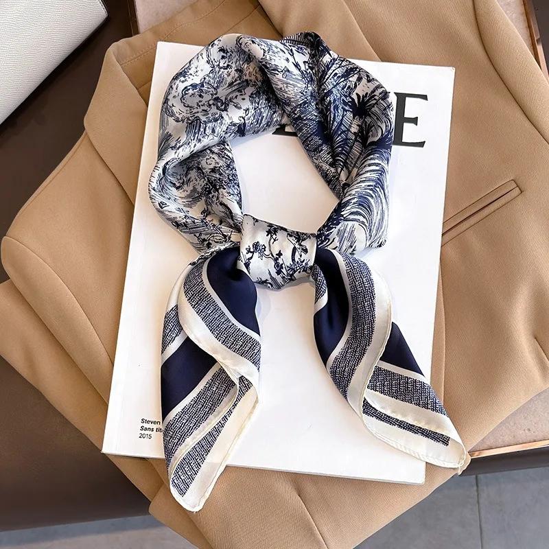 Écharpe carrée en soie simulée pour femmes, 70cm, 1 pièce, sac à couvre-chef élégant et polyvalent,