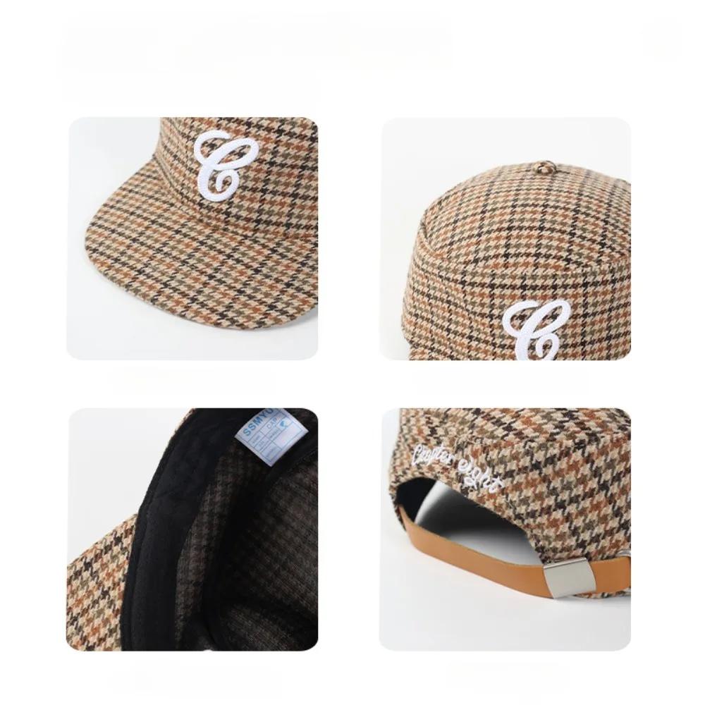Casquette vintage à dessus plat, à carreaux, avec broderie de lettres, imprimé léopard, casquette de