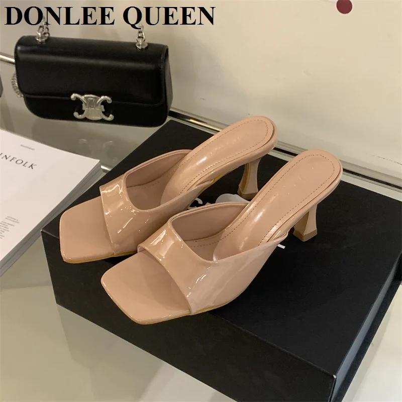Pantoufles à talons hauts pour femmes, chaussures mules élégantes à enfiler, sandales de loisirs, gr