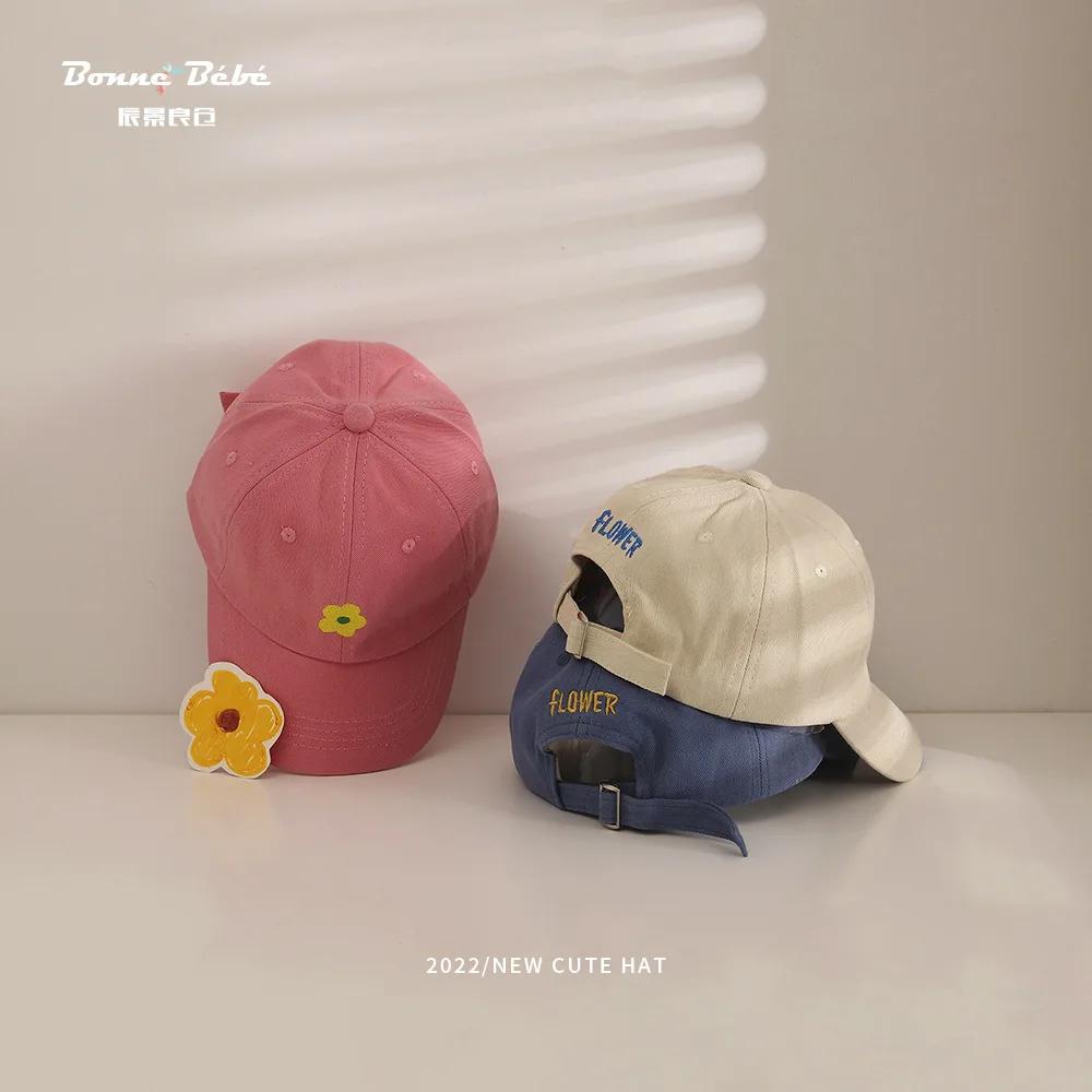 Casquette de Baseball pour enfants, jolie fleur, couleur unie, chapeau en langue de canard pour enfa