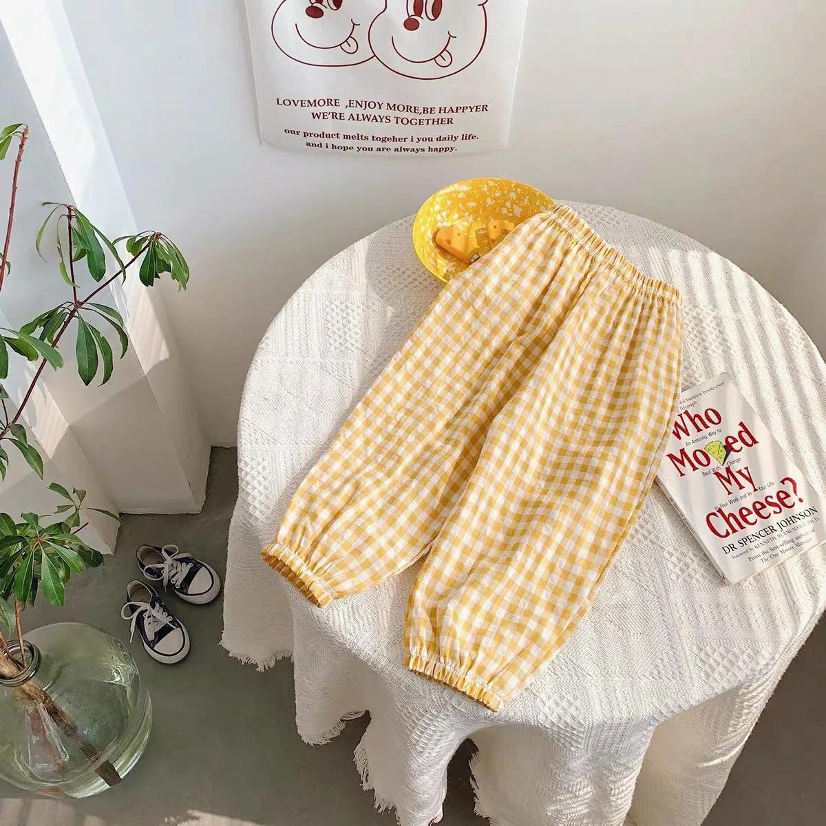 Pantalon d'été moustique vert à carreaux pour enfants, vêtements de plein air, bébé, filles, nouveau