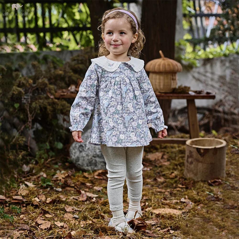 Dave Bella ensemble pantalon Long pour enfants automne doux mignon col de poupée fille imprimé haut