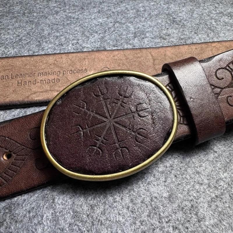 Ceinture en cuir véritable pour hommes, sangle de luxe de styliste, peau de vache épaisse, boucle en