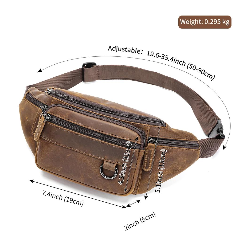 WESTAL-Sacs de ceinture en cuir de cheval en cuir véritable pour hommes, sacs à bandoulière pour tél