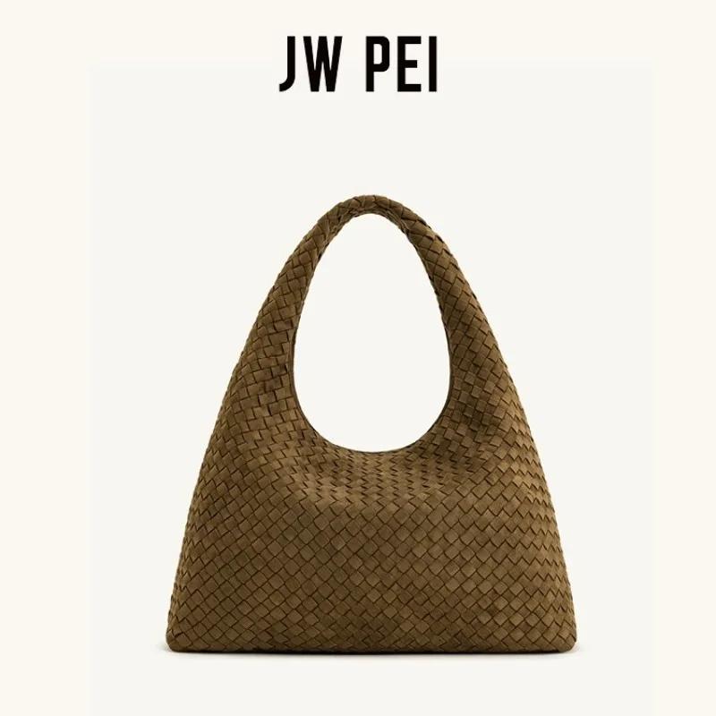 Sac à main femme grand format en similicuir tressé rétro Laura 2026 JWPEI, sac bandoulière croissant