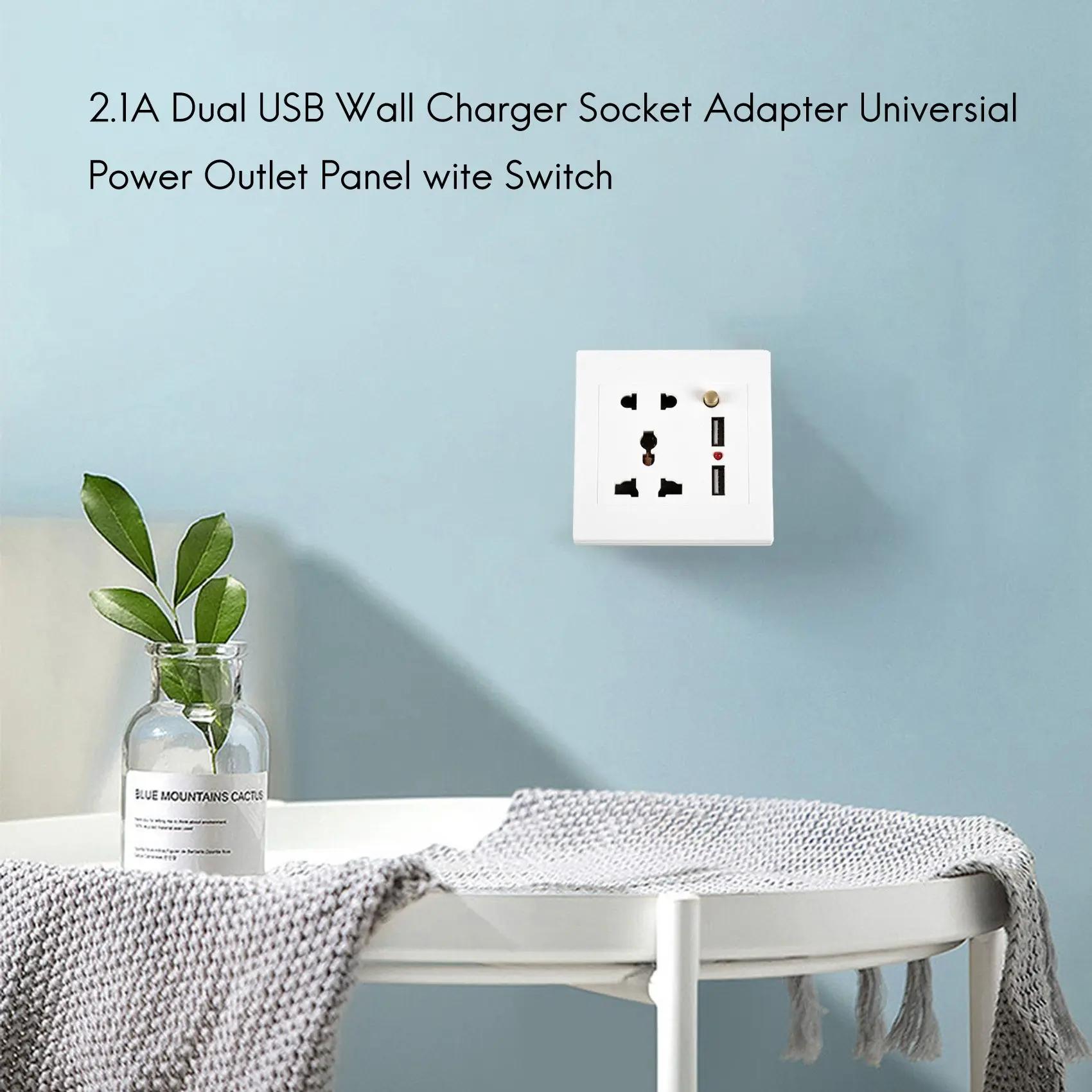 Adaptateur de prise de chargeur mural USB pour touristes, panneau de prise de courant, interrupteur
