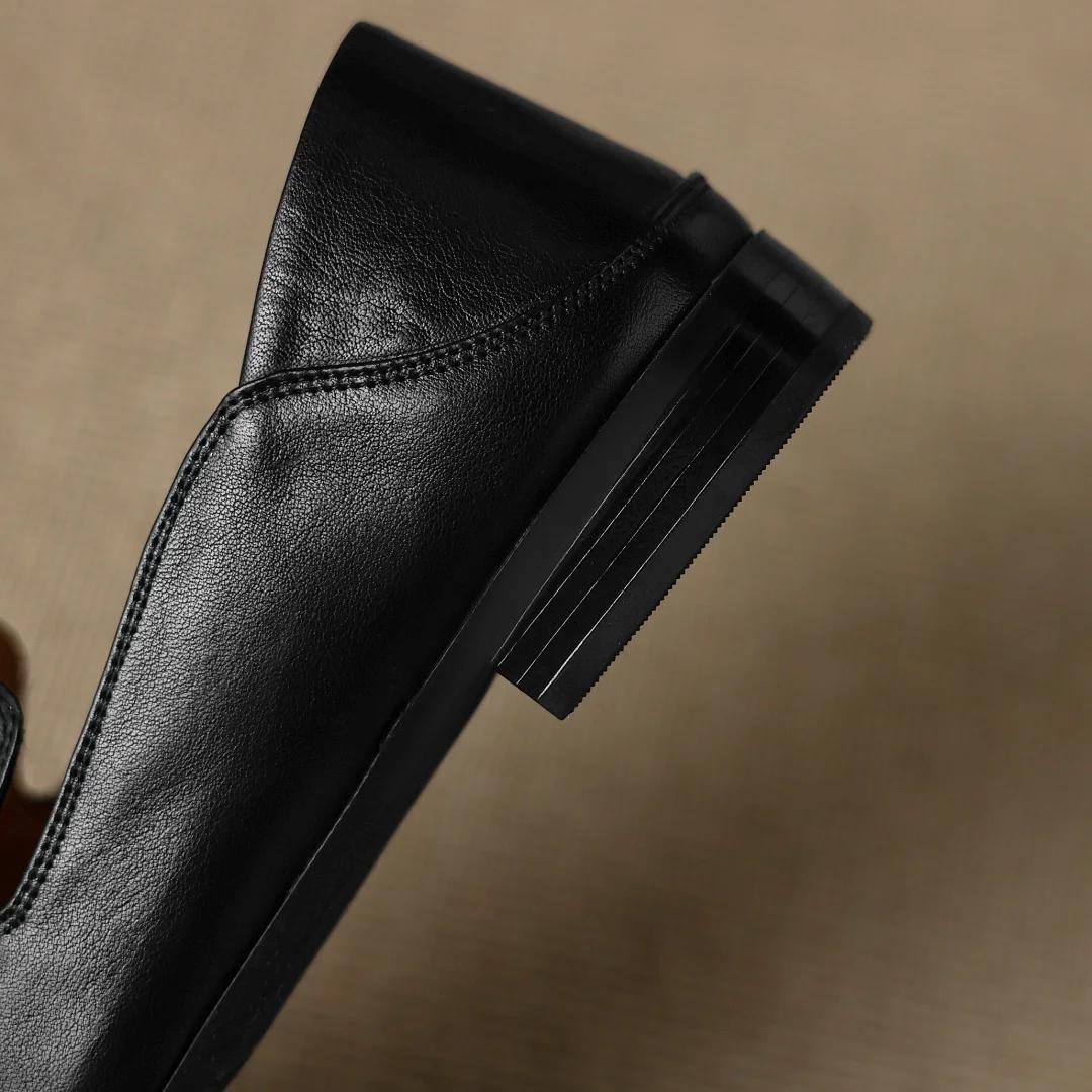 Mocassins plats à enfiler en cuir de vache pour femmes, bout carré, de haute qualité, doux, conforta