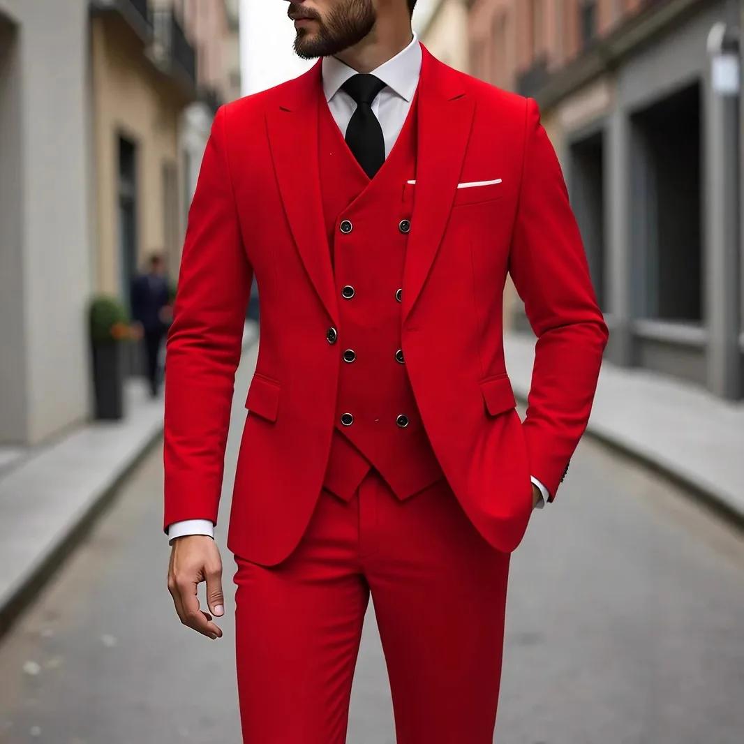 Costumes pour hommes gris foncé de haute qualité, coupe cintrée, simple boutonnage, revers, élégant,