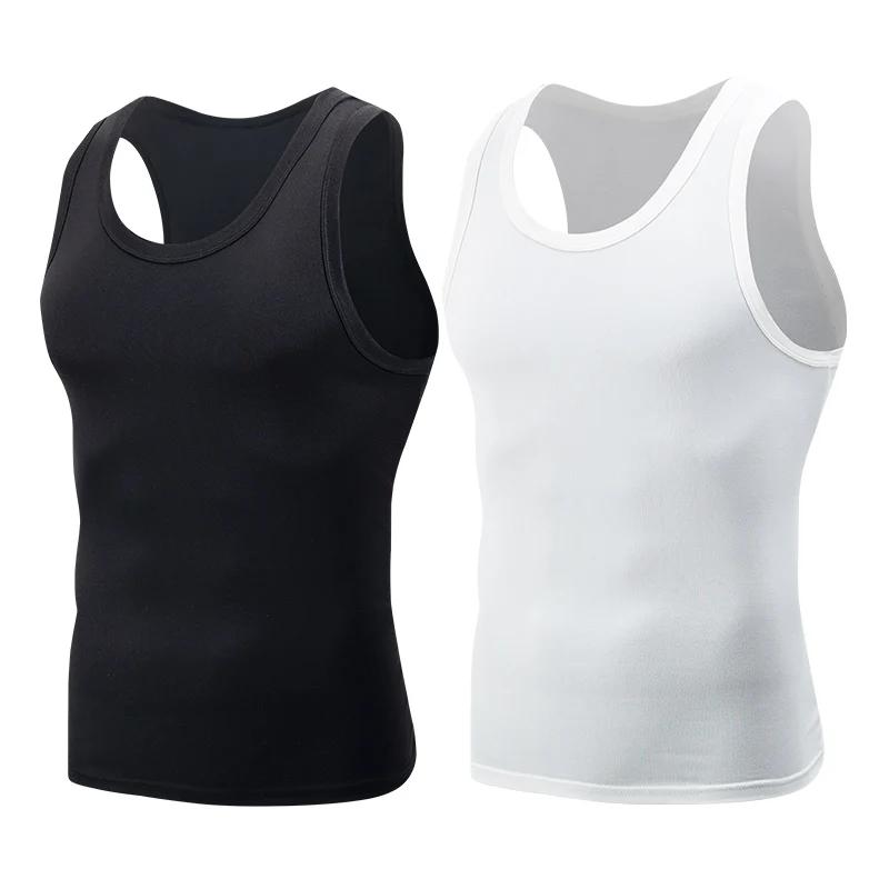 Gilet basique quatre saisons pour hommes, couleur classique noir et blanc, grande taille, sport et l