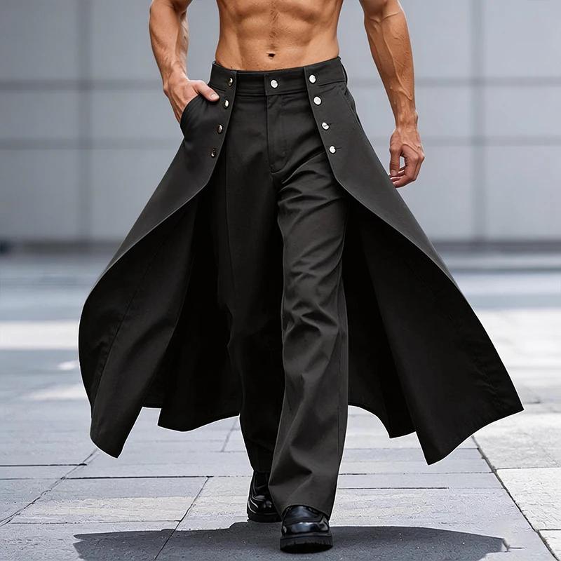 Pantalon long homme tendance 2026 – Joggers décontractés coupe ample à boutons, couleur unie, style