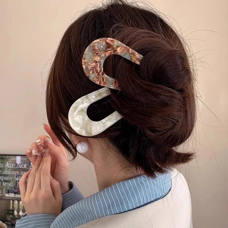 Fourchettes à cheveux de Styles français, épingles à cheveux en forme de U en écaille de tortue pour