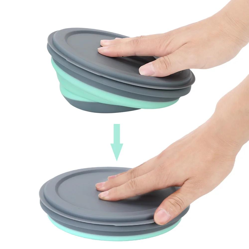 Boîte à déjeuner pliante en Silicone avec couvercle, ensemble de bols de Camping de pique-nique port