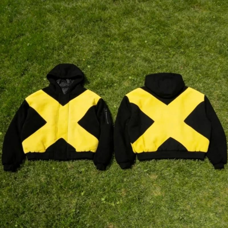 Sweat-shirt Y2K Harajuku Punk à capuche, motif X color block, style rétro gothique, tendance streetw