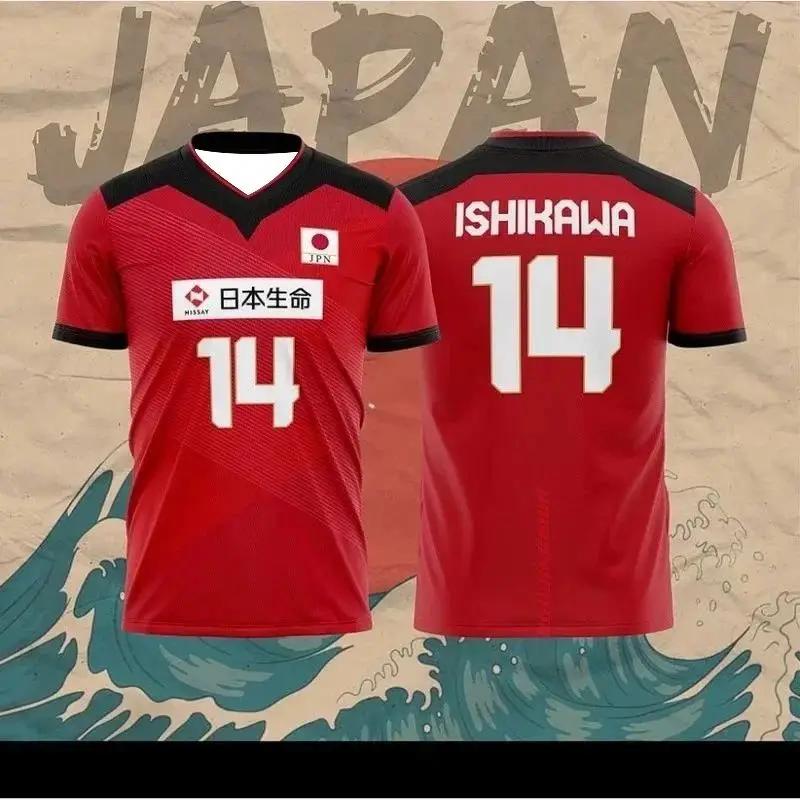 Maillot de volley-ball japonais pour hommes et femmes, vêtements R.Takahashi No.21 Ishikawa No.14, T