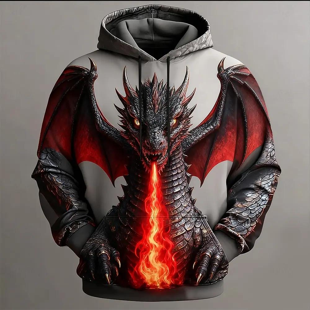 Sweat-shirt à capuche pour hommes, imprimé Dragon Clan Golden Dan, motif décontracté en Polyester, v