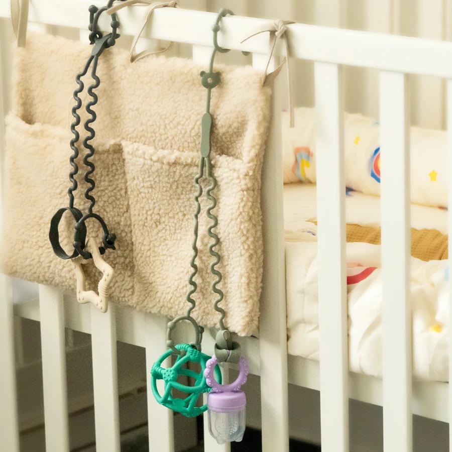 Chaîne de sucette pour bébé, 1 pièce, avec 2 Clips, chaîne de biberon réglable en Silicone, anneau d