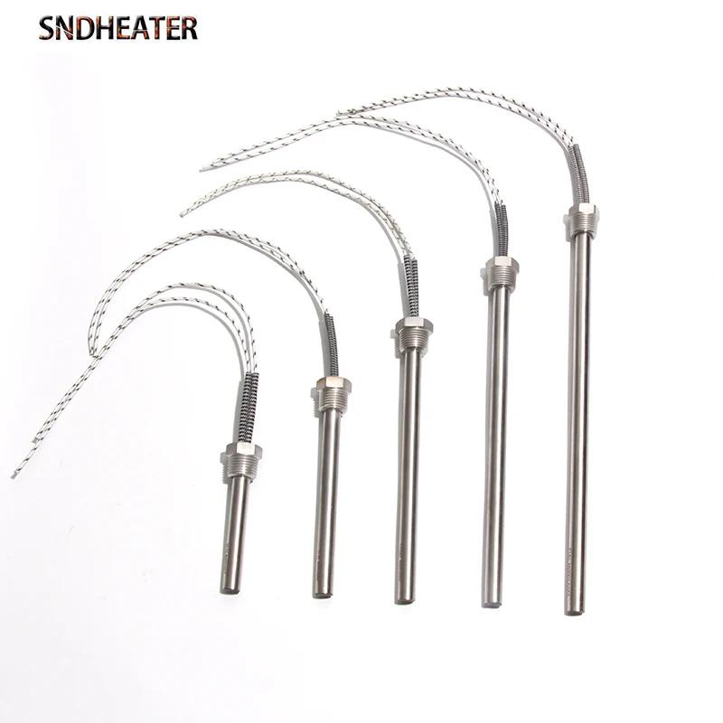 SNDHEATER 1KW Tube électrique à tête unique filetage DN15/21mm(1/2 ") 201SS Tube 12x100-200mm cartou