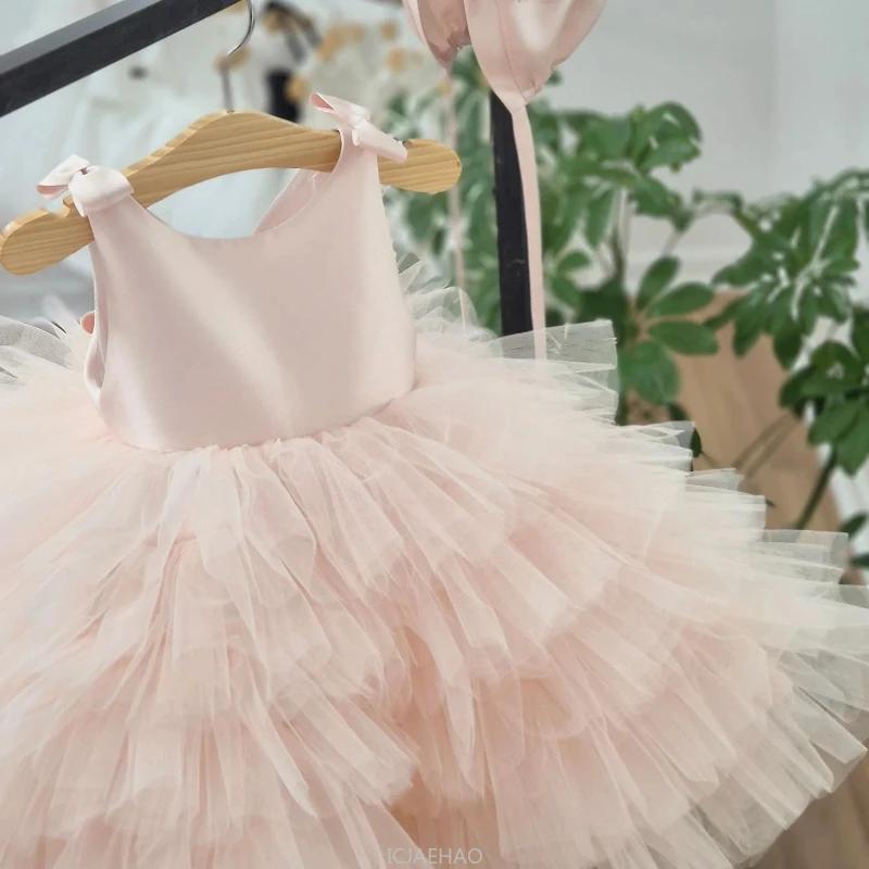 2025 Style coréen bébé fille 1er anniversaire robe en Tulle enfants Vestido Zhuazhou fête fleur fill