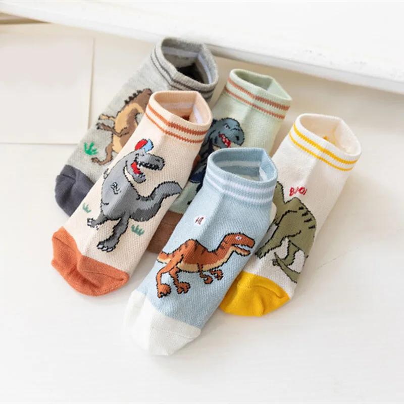 Chaussettes à motif de dinosaure pour garçon, confortables, respirantes, décontractées, douces, pour